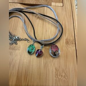 Set of Three Unique Pendant Necklaces, 21”
